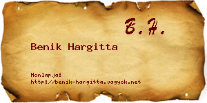 Benik Hargitta névjegykártya